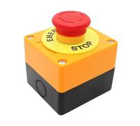 Amagogo Interruptor de botón de parada de emergencia, caja de control, accesorio de señal roja, fácil de instalar, piezas de reparación profesionales y