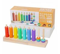 Amagogo Juego de para Niños Juguete Educativo Clasificador Apilador Ensartado Mejora Paciencia y Precisión con y Clavijas Madera Lisa y Pintura Segura, Lanzamiento De Aros Arcoíris