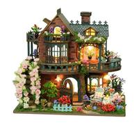 Amagogo Kit de casa en Miniatura para Hacer tú Mismo: jardín de Hadas con luz, Manualidades, cumpleaños con Accesorios, Kit de construcción
