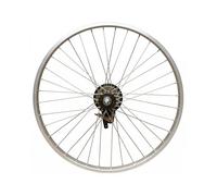 Amagogo Llantas Traseras de Bicicleta Rueda Trasera Lista para Instalar Aro Aluminio con Radios Buje con Rodamientos Piñón Libre, 24x13/8 con Rodamiento, Piñón Único Y Freno De Pinza