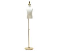 Amagogo Maniquí Infantil Torso de Exhibición Cuerpo de Niño Bust Form Altura Regulable 120-160 Cm Soporte Metálico Firme Acabado Dorado Estilo Adecuado para , Oro, Placa Redonda Sin Mano , 2 Años