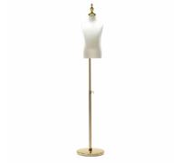 Amagogo Maniquí Infantil Torso de Exhibición Cuerpo de Niño Bust Form Altura Regulable 120-160 Cm Soporte Metálico Firme Acabado Dorado Estilo Adecuado para , Oro, Placa Redonda Sin Mano , 8 Años