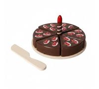 Amagogo Pastel de Juguete de Madera Pastel Cumpleaños Rebanable Tarta con Piezas Que Se Fomenta Imaginación y Familiar Adecuado para Juego de rol Aula Preescolar Fiestas Hogar , Marrón Oscuro