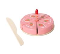 Amagogo Pastel de Juguete de Madera Pastel Cumpleaños Rebanable Tarta con Piezas Que Se Fomenta Imaginación y Familiar Adecuado para Juego de rol Aula Preescolar Fiestas Hogar , Rosa