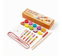 Amagogo Rompecabezas de para Niños Set de Enhebrar Frutas Bloques Apilables Tablero de Secuencias con Tarjetas Guía Madera Pintada y Cordones Adecuado para