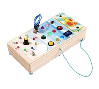 Amagogo Simulador de Conducción Infantil Tablero Actividades Coche Madera Botones Controles Luces Adecuado para Aprendizaje Motriz Uso en Interiores, Tablero De Laberinto Oceánico De Doble Cara