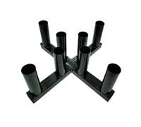Amagogo Soporte para Barras Olímpicas Rack Barra Pesas Organizador Soporte Vertical Base en Cruz Estructura de Acero una Pieza 8 Agujeros Ahorra Espacio
