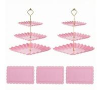 Amagogo Soporte para Postres Bandeja de Tartas , Rosa , Ondulado Poste Dorado Con Cabeza De Flor Juego De Cinco Piezas
