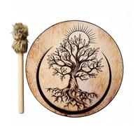 Amagogo Tambor Decorativo Marco Tambor de Marco Pandereta Artesanal Instrumento de Percusión Manual Estética de y Lunares Material Contrachapado y Poliéster, Life Tree
