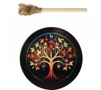Amagogo Tambor Decorativo Marco Tambor de Marco Pandereta Artesanal Instrumento de Percusión Manual Estética de y Lunares Material Contrachapado y Poliéster, Colorful Leaf