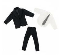 Amagogo Traje para Muñeco Conjunto de Ropa Elegante para Muñeca Accesorios Masculinos Pantalón Chaqueta Camisa Adecuado para Colección y Juegos Temáticos , Negro con Corbata De Puntos Negros