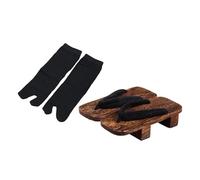 Amagogo Zuecos japoneses de madera con calcetines Tabi, antideslizantes, para interior y exterior, para mujer y hombre, Calcetines Negros de