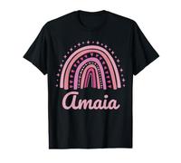 Amaia Nombre Personalizado Divertido Mujer Rosa Arco Iris Amaia Camiseta gráfica económica