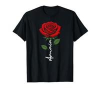 Amaia - Rosa Personalizada con Nombre Elegante Floral para Mujeres y niñas Camiseta gráfica económica