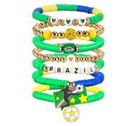 Amaiir Pulsera de fútbol para mujer, accesorios y trajes para mamá del día del juego, joyería deportiva, regalos para fanáticos, pulseras elásticas con cuentas, equipo esencial del equipo, One Size