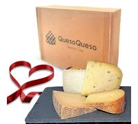 Amaisso® Caja de Quesos Regalo Gourmet | Surtido 4 Cuñas Queso Semicurado y Curado de Oveja, Cabra y Vaca | Queso Manchego, Payoyo, Mahon y Gouda | Regalo Pareja "Díselo con Quesos"