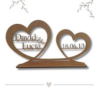 Amaisso® Regalo Aniversario Pareja Personalizado con Nombres y Fecha en Madera - Regalos Originales para Bodas, Novios, San Valentin, Enamorados - Diseño Artesanal Ideal para Decoracion del Hogar