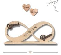 Amaisso® Regalo Original Pareja Aniversario - Infinito Personalizado con Nombres y Fecha en Madera para Bodas, San Valentin, Novios, Enamorados - Diseño Artesanal Ideal para Decoracion del Hogar