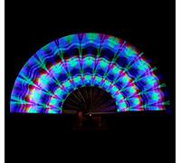 Amajiji Ventilador de mano plegable UV Glow Rave para festivales/DragQueen/Burlesque, gran Clack Festival, accesorios Rave para mujeres y hombres (Trippy)
