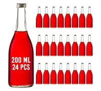 Amajoy 24 x 200ml botellas de vidrio vacías Gradi botellas de licor con tapón de rosca, botella de vino de 200 ml botella de aguardiente botella de vinagre aceite para rellenar