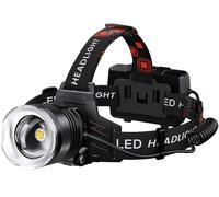 AMAKER Linterna frontal LED recargable, 9000 mAh de batería larga con 5 modos, IPX7 impermeable recargable por USB, linterna frontal con zoom para adultos, 90° ajustable para camping, caza, escalada