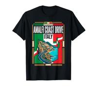 Amalfi Coast Drive Italia Bandera Coastal Road Vintage Art Camiseta