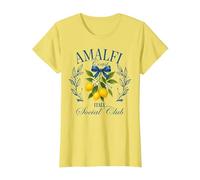 Amalfi Coast Social Club Italia Limón Retro Vacaciones de Verano Camiseta, Mujer, Limón, XL
