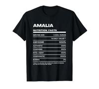 Amalia Datos de Nutrición Nombre Gracioso Camiseta gráfica económica, Hombre, Negro, L