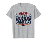 Ámame como amas la pasión de los fanáticos del fútbol del Día del Juego Camiseta, Hombre, Gris Jaspeado, XL