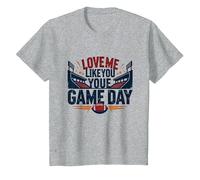 Ámame como amas la pasión de los fanáticos del fútbol del Día del Juego Camiseta, Niños, Gris Jaspeado, 6 años