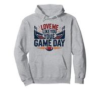 Ámame como amas la pasión de los fanáticos del fútbol del Día del Juego Sudadera con Capucha, Unisex para Adultos, Gris Jaspeado, L