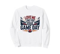 Ámame como amas la pasión de los fanáticos del fútbol del Día del Juego Sudadera, Unisex para Adultos, Blanco, XL