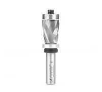 Amana Tool 57178 Solid Carbide (Brazed to Steel Shank) Spiral Flush Trim Compression 7/8 D x 1-1/8 CH x 1/2 pulgada SHK with Upper and Lower Bearing Router Bit