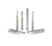 Amana Tool AMS-137 8 piezas de compresión en espiral, cónica y recta CNC Router Bit Collection, 1/4 pulgadas SHK