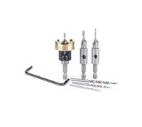 Amana Tool Avellanador con tope de profundidad ajustable y juego de rodamientos de bolas, vástago de liberación rápida y taladros HSS de repuesto, AMS-628, 6 unidades