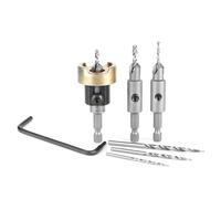 Amana Tool AMS-628 - Avellanador con punta de carburo de 6 piezas con tope de profundidad ajustable y juego de rodamientos de bolas sin empuje y sin marcas con vástago de liberación rápida y taladros