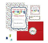 Amanda Creation Amazing Happy Holidays - Kit de soporte para tarjetas de regalo de 4 a 5 x 7 pulgadas con sobres y calcomanías a juego