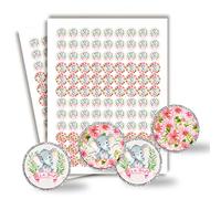 Amanda Creation - Etiquetas adhesivas con diseño de elefante floral para niña, diseño de flores, para baby shower, besos, 300 calcomanías circulares de fiesta de tamaño 0.75 pulgadas para besos de gota de chocolate, ideal para regalos, regalos, sellos de sobres y bolsas de regalos