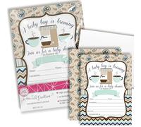 Amanda Creation - Invitaciones para Baby Shower (20 Unidades, 12,7 x 17,8 cm), diseño de bebé con Texto en inglés Baby Boy