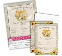 Amanda Creation - Invitaciones para Baby Shower con diseño de Girasol y peonía, 20 Tarjetas de 12,7 x 17,8 cm con 20 Sobres Blancos