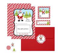 Amanda Creation Kit de soporte para tarjetas de regalo con temática de Papá Noel secreto de Feliz Navidad, juegos de tarjetas de regalo de 4 a 5 x 7 pulgadas con sobres y calcomanías a juego