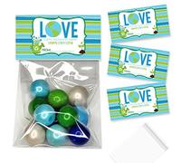 Amanda Creation Love Earth My Favorite Planet Happy Earth Day - Decoración para bolsas de regalo de fiesta, juego de 20 adornos para bolsas con 20 bolsas autoadhesivas también incluidas