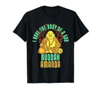 Amanda Fat Buddah Diciendo Divertido Nombre de Amanda Camiseta gráfica económica, Hombre, Negro, S