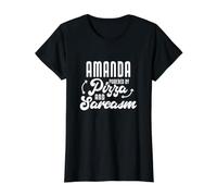 Amanda Pizza Y Sarcasmo Diciendo Divertido Nombre Amanda Camiseta gráfica económica, Mujer, Negro, XL