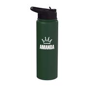 Amanda Queen Crown - Nombre personalizado de cumpleaños #1 Ganador Stainless Steel Insulated Water Bottle