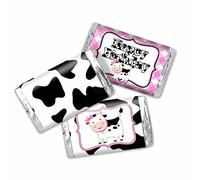 AmandaCreation - Calcomanías en miniatura para fiesta de cumpleaños de Heard the Moos Cow para niños, 45 etiquetas envolventes de 1.4 x 2.6 pulgadas de AmandaCreation, ideal para recuerdos de fiesta y