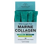 AMANDEAN Paquete de péptidos de colágeno marino. Pez cautivo salvaje. 30 paquetes de conveniencia individual de uso único. Cabello saludable, piel y uñas. No OGM, Zero Carbs, Unflavored, High