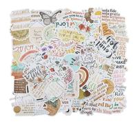 AMANDELIZABE 100 UNIDADES Pegatinas de la Biblia y 10 pegatinas bohemias, resistentes al agua, PVC, Bohemia, cristiano, carbón, Textual, Bohémico, para vidrio, plástico, metal y superficies lisas