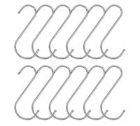 AMANDELIZABE 12 ganchos en forma de S, multifuncionales, ganchos colgantes en forma de S, ganchos dobles para cocina, baño, dormitorio (plata)