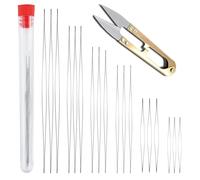 AMANDELIZABE 18 agujas de perlas, 6 tamaños de agujas, agujas de perlas de ojo grande, aguja de perlas con botella de aguja, agujas de perlas para enhebrar perlas, agujas de coser de acero inoxidable